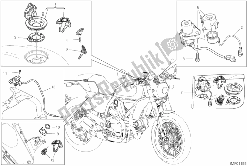 All parts for the 13e - Electrical Devices of the Ducati Scrambler Cafe Racer Thailand USA 803 2020